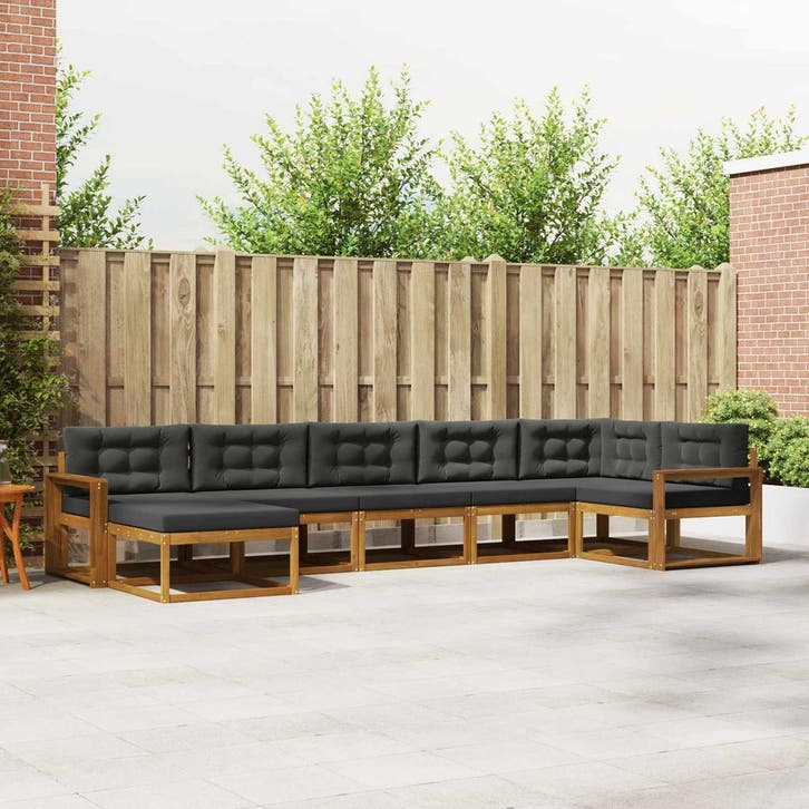 vidaXL Buiten bankenset met kussen 7 pcs Natuurlijk en, Huis en Inrichting, Overige Huis en Inrichting, Nieuw, Verzenden