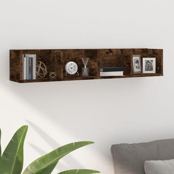vidaXL CD-wandschap 100x18x18 cm bewerkt hout gerookt, Verzenden, Nieuw