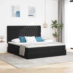 vidaXL Opslag bed met matras met hoofdeinde Zwart 200 x 200, Verzenden, Nieuw, Zwart, Stof