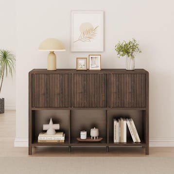 Dressoir Lukkodso walnootkleurig 110x30x77 cm [en.casa], Verzenden, Nieuw