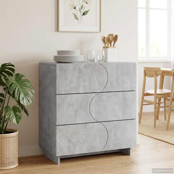 vidaXL Dressoir Betongrijs 70 x 38 x 75 cm Bewerkt hout, Verzenden, Nieuw, 50 tot 100 cm, 25 tot 50 cm