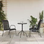 vidaXL 3-delige Tuinset staal zwart, Tuin en Terras, Tuinsets en Loungesets, Verzenden, 3 zitplaatsen, Nieuw, Rvs