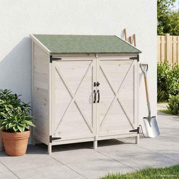 vidaXL Tuinschuur Wit 106 x 56 x 113,5 cm Massief Vurenhout, Verzenden, Nieuw