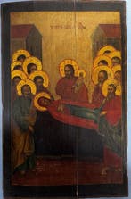 Icoon - Hout - De dormitie van de Heilige Maagd Maria, Antiek en Kunst