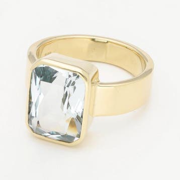 Ring - 14 karaat Geel goud - Aquamarijn, Nieuw