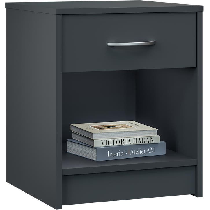 Nachtkastje Hamburg Antraciet 50x40x35cm (Slaapkamer), Huis en Inrichting, Slaapkamer | Bedden, Nieuw, Verzenden