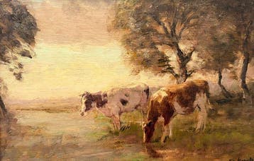 Fedor van Kregten (1871–1937) - Twee drinkende koeien