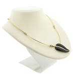 Gouden collier met onyx en diamanten; 0,03 ct. (Ketting), Gebruikt, Overige kleuren, Ophalen of Verzenden, Met edelsteen