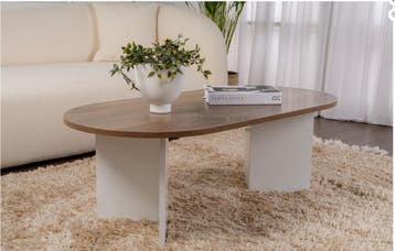 Asir 909NRD1111 Salontafel Okkernoot Wit van 89 voor 15, 100 tot 150 cm, Luxe, Nieuw, Minder dan 50 cm