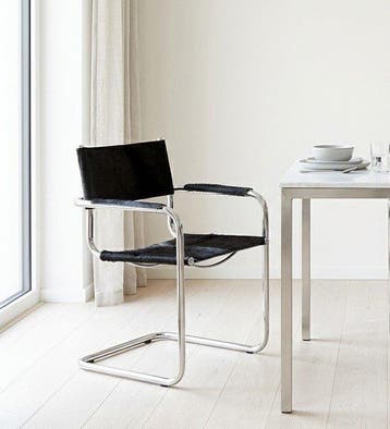 Fauteuil - Roestvrij staal, Kalfsleer - Bauhaus-stijl