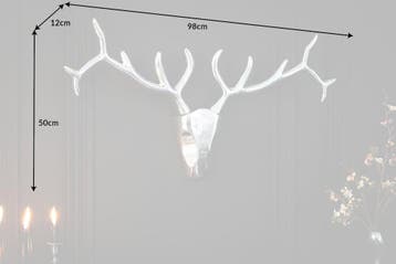 Moderne wanddecoratie VEADO 98cm zilveren hertengewei -, Ophalen of Verzenden, Nieuw