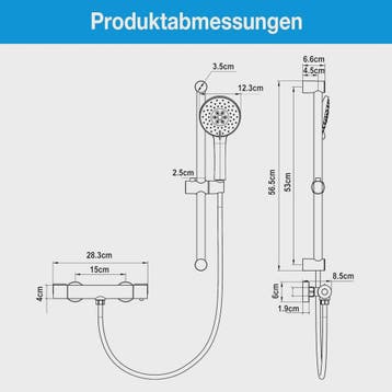Thermostatische Douchekraan Set met Handdouche en 3 Straalst, Doe-het-zelf en Verbouw, Sanitair, Verzenden, Nieuw