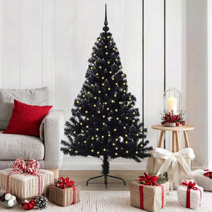 vidaXL Kunstmatig Voorverlicht Kerstboom met 150 LED Zwart, Diversen, Kerst, Nieuw, Verzenden
