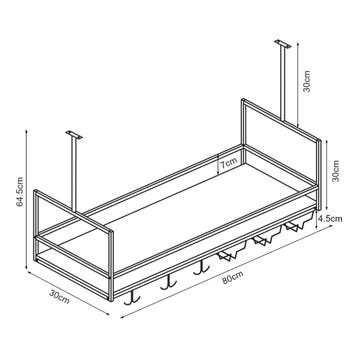 Wijnrek Borejle wandrek zwart en walnootkleurig 80x30x64 cm, Huis en Inrichting, Keuken | Keukenelementen, Verzenden, Nieuw