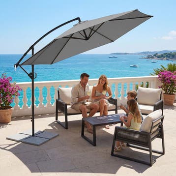 Parasol Artemis, 360° draaibaar, 3,5 x 3,5 m - grijs, Verzenden, Nieuw
