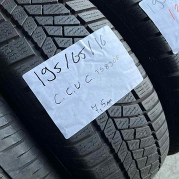 2 x Continental 195-65-16 Winterbanden 7,5mm, Gebruikt, 16 inch, Band(en), Personenwagen