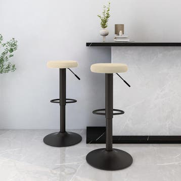 vidaXL Barkrukken 2 st fluweel crèmekleurig, Huis en Inrichting, Barkrukken, Verzenden, Nieuw