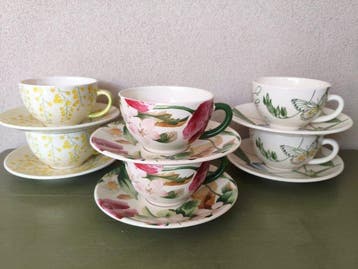 Gien - Koffie- en theeservies (6) - Aardewerk - 6 theekoppen