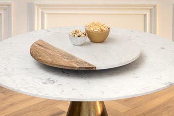 Ronde eettafel ELEGANCIA 100cm messing wit marmer ijzer met, Huis en Inrichting, Tafels | Eettafels, Ophalen of Verzenden, Nieuw