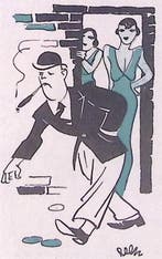 Man en twee vrouwen in zwart en blauw (lijst optie, Lithos), Verzenden