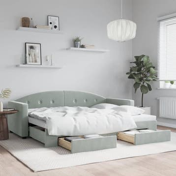 vidaXL Slaapbank onderschuifbed en lades 80x200 cm fluweel, Huis en Inrichting, Slaapkamer | Bedden, Eenpersoons, Verzenden, Nieuw