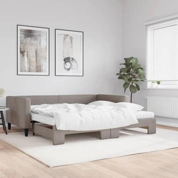 vidaXL Slaapbank met onderschuifbed en matrassen 100x200 cm, 100 cm, Eenpersoons, Verzenden, Nieuw