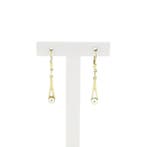 Gouden oorhangers met parel (Oorbellen), Gebruikt, Overige kleuren, Ophalen of Verzenden, Met edelsteen
