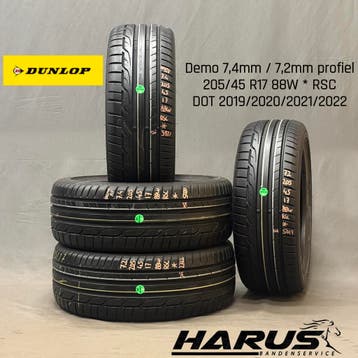 205/45/17 88W * RSC Dunlop zomerbanden 7,4/7,2mm profiel, Gebruikt, 17 inch, Band(en), Personenwagen