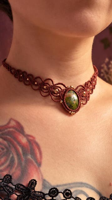 Macrame Necklace with Unakite - Sienna, Verzenden, Nieuw