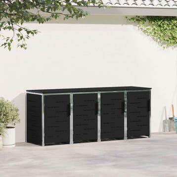 vidaXL Containerombouw for 4 Bins 240L Roestvrij staal Zwart, Verzenden, Nieuw