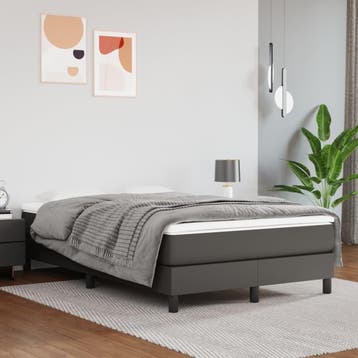 vidaXL Boxspring bed kunstleer grijs 120x200 cm, Overige materialen, Verzenden, Nieuw, Twijfelaar