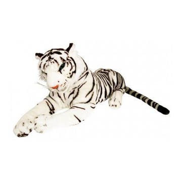 Witte tijger knuffel - pluche - liggend - 100 cm, Verzenden, Nieuw