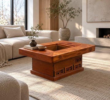 Tafel - Zware massieve Keyaki (Japanse Zelkova) hout met een
