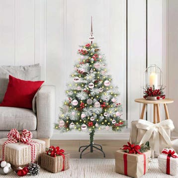 vidaXL Kunstkerstboom Groen en wit 120 cm PVC en Metaal en, Diversen, Kerst, Verzenden, Nieuw