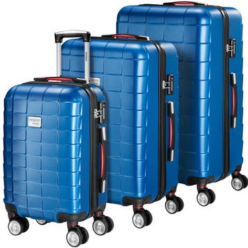 Reiskoffers Exopack 3-delig Blauw ABS (Koffers - Tassen), Verzenden, Nieuw
