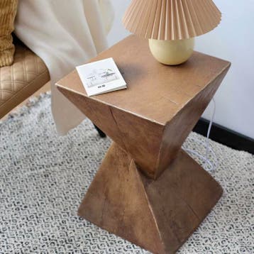 Zandloper Bijzettafel Hout-look van Lichtgewicht Beton, 45 tot 60 cm, Overige materialen, Minder dan 55 cm, Verzenden