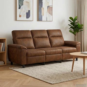 vidaXL Bank Bruin 214 x 90 x 95 cm Nep Suede Leer, Huis en Inrichting, Banken | Bankstellen, Verzenden, Nieuw, 200 tot 250 cm