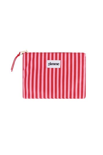 Goudlief Plat toilettasje dunne streep - roze rood, Verzenden, Nieuw, Roze