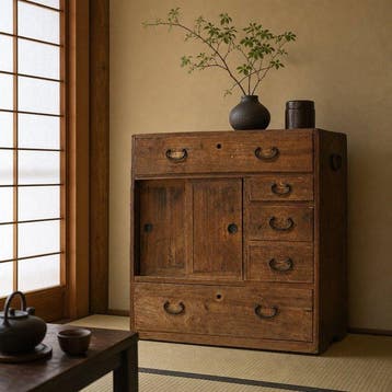 Kist - Hout - Japan - Een oude Japanse kleine tansu — houten