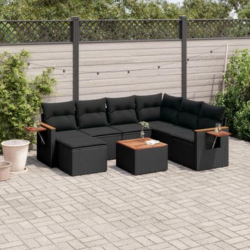 vidaXL Patio Sofa Set 6-zits Black, Verzenden, Nieuw