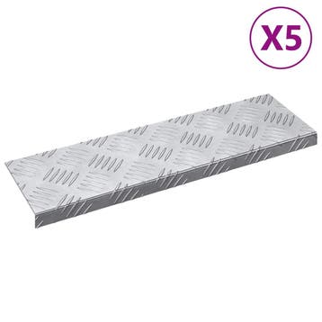 vidaXL Trap Tread 5 st 60 x 18 x 2,5 cm Zilver Aluminium, Verzenden, Nieuw