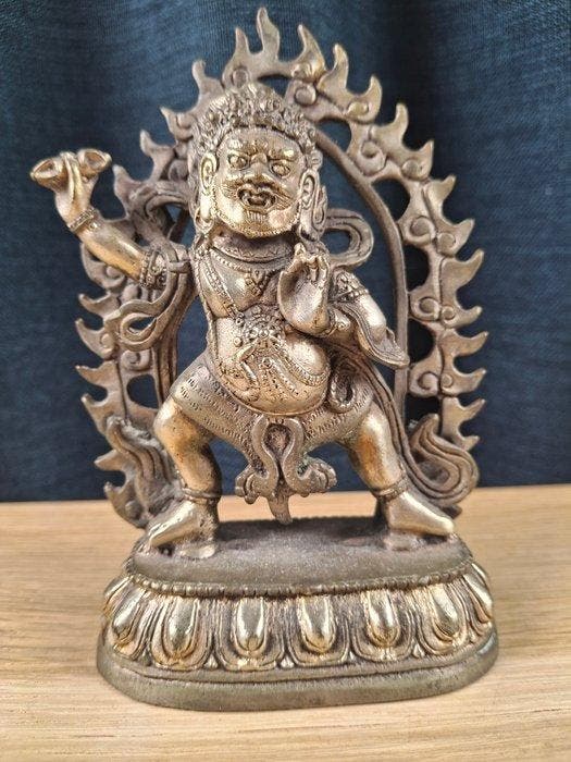 Bronzen Vajrapani - verzilverd brons - Mongolië (Zonder, Antiek en Kunst, Antiek | Overige Antiek
