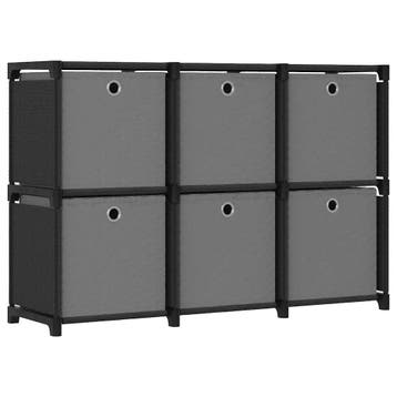 vidaXL Kast met 6 vakken met boxen 103x30x72,5 cm stof zwart, Overige materialen, 100 tot 150 cm, Verzenden, Nieuw