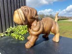 Beeld, pub engelse buldog - 32 cm - Teak