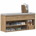vidaXL Schoenenbank 102x30,5x45 cm bewerkt hout artisanaal, Huis en Inrichting, Verzenden, Nieuw