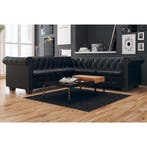 vidaXL Hoekbank 5-zits Chesterfield-stijl kunstleer zwart, Huis en Inrichting, Banken | Bankstellen, Verzenden, Hoekbank, Nieuw
