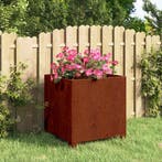 vidaXL Plantenbak met poten roestig 40x40x40 cm cortenstaal, Verzenden, Minder dan 60 cm, Nieuw, Metaal