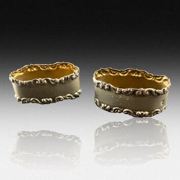 Servetring (2) - Zilver - Zilveren servetringen (27 g), Antiek en Kunst