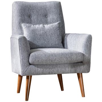 Evila Originals Zeni Berger Sessel Grau - Fauteuil - Outlet, Minder dan 75 cm, Ophalen of Verzenden, Zo goed als nieuw, 50 tot 75 cm