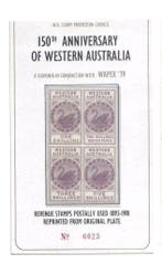 Vel WAPEX 1979. Australië. Blok van vier Shillingzegels, Ophalen of Verzenden, Gestempeld